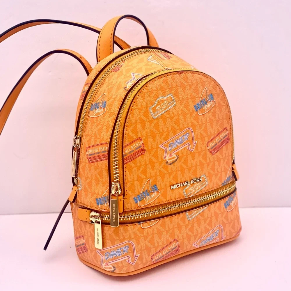 Michael Kors Vibrant Orange Mini Convertible Backpack Crossbody